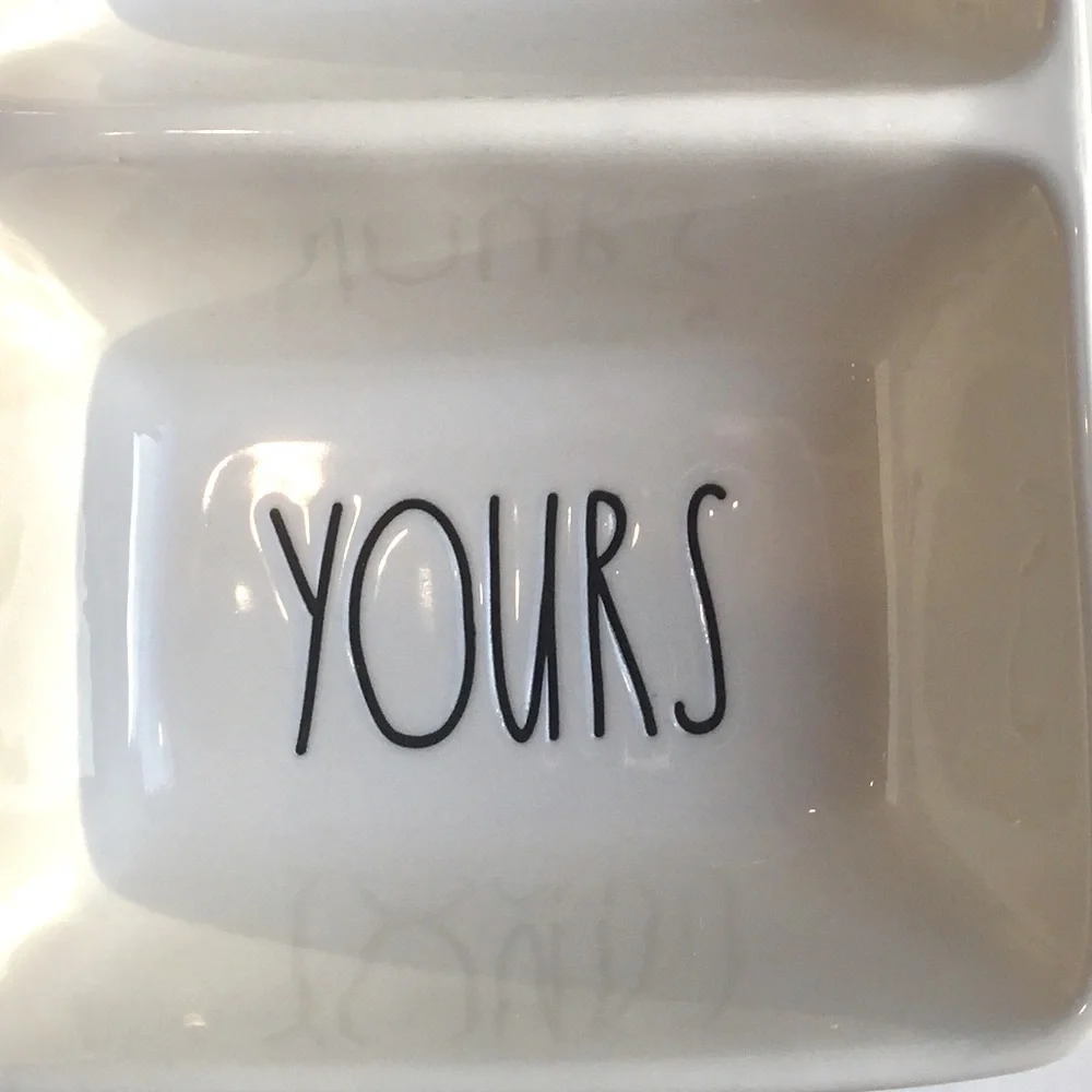🆕 RAE DUNN White Ceramic Organizer Divided Small Trinket Storage Dish